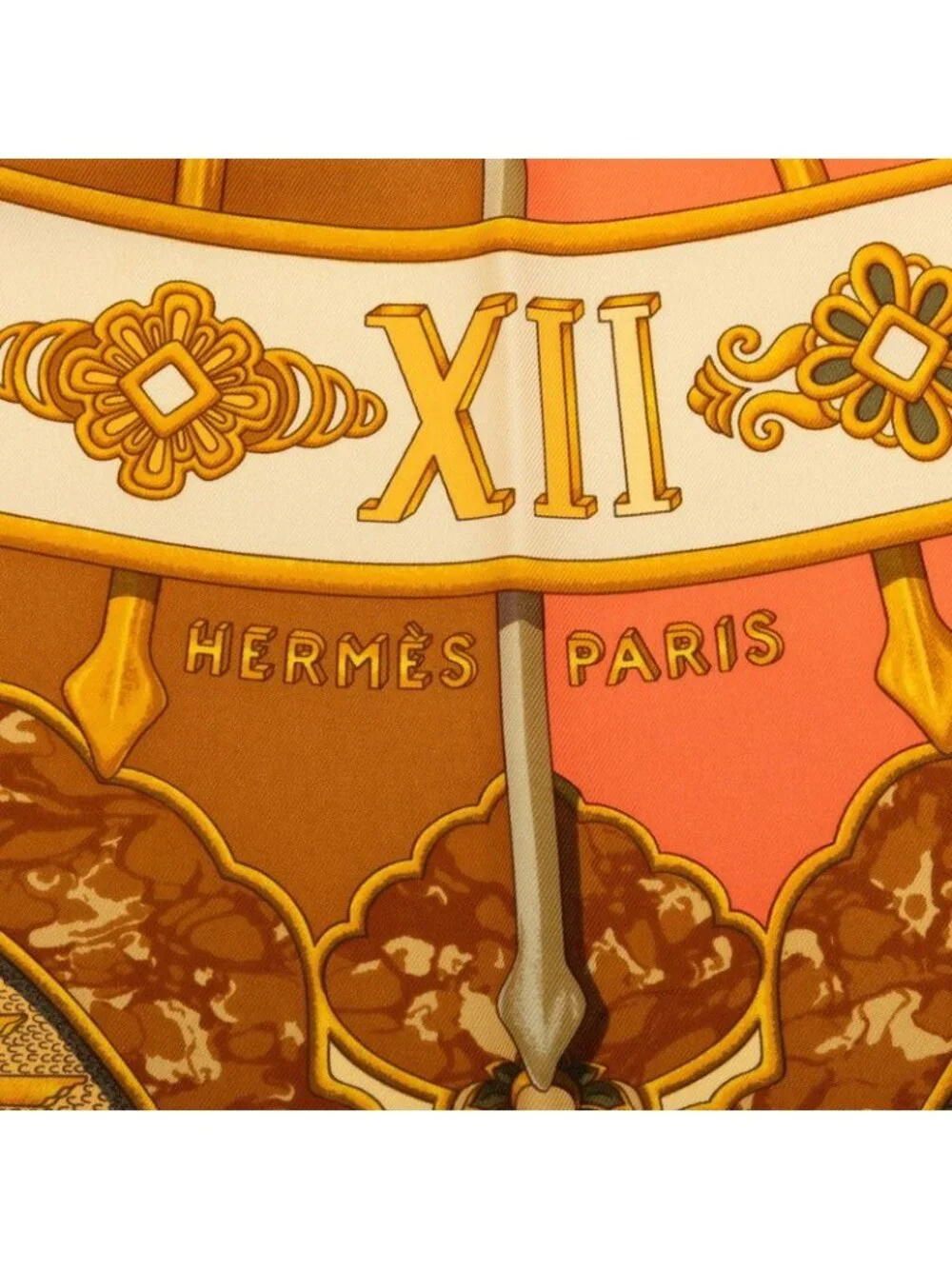 Hermes Carre 90 Carpe Diem Enjoy Your Day Scarf Large Gold Multicolor Silk